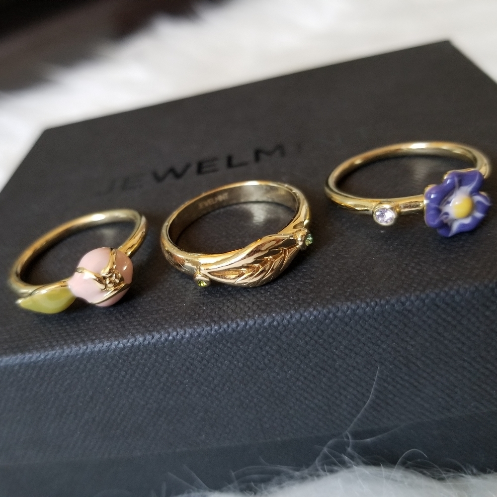 Jewelmint stacking ring set trio 14k gold plated